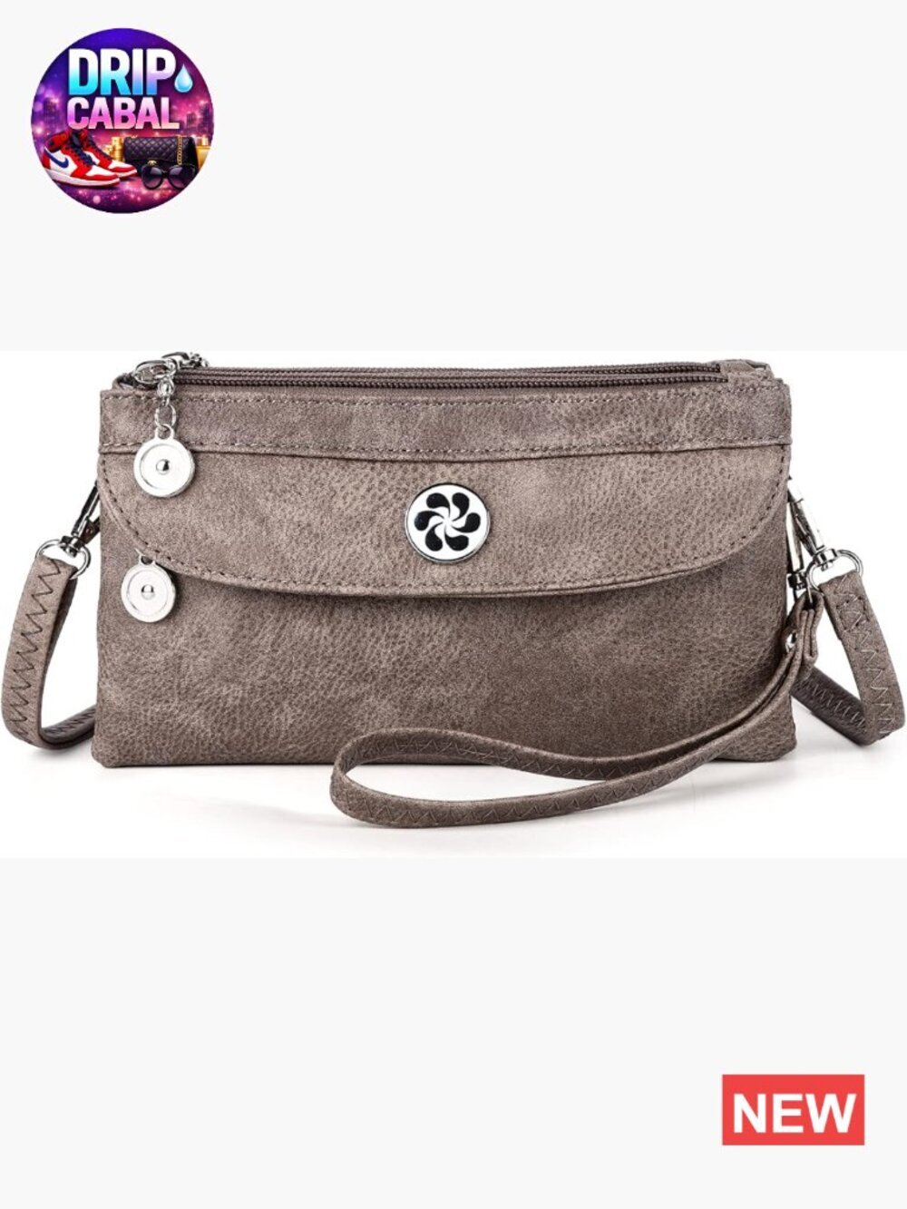Vegan Leather Crossbody Bag Small Purse with Wristlet Strap